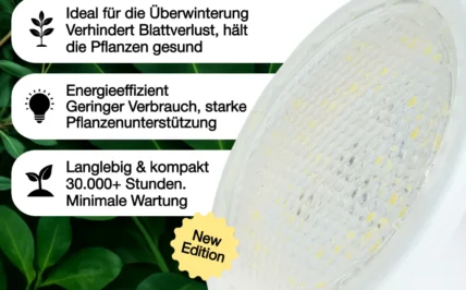Energiesparende LED Pflanzenleuchte zur Überwinterung, verhindert Blattverlust und unterstützt gesundes Pflanzenwachstum
