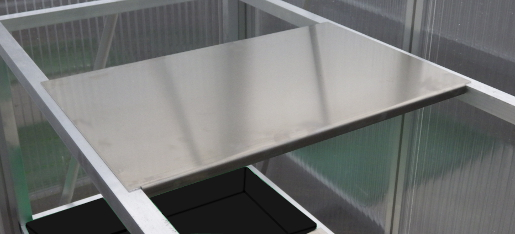 Alu-Ablage f&uuml;r <strong>PFLANZTISCH 63 cm tief</strong>