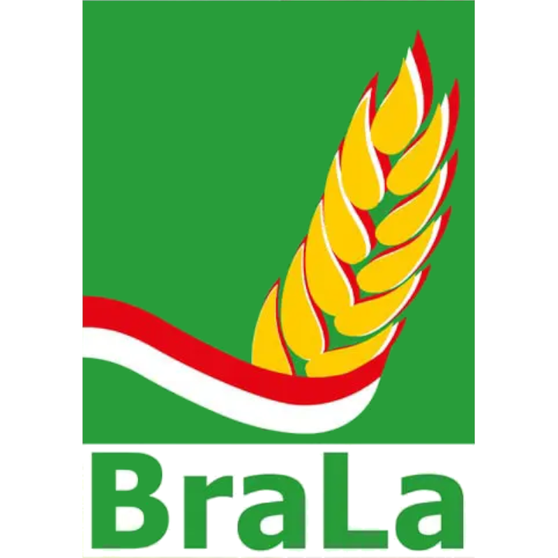 Logo der BraLa mit goldener Getreideähre auf grünem Hintergrund und rot-weißer Wellenlinie.