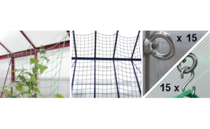 WAMA Ranknetz Mix-Set  Komplettlsung fr Rankpflanzen | 120180 cm +  200250 cm inkl. Aufhngesen  im WAMA-Gewchshaus-Shop bestellen. Stabile  Qualitts-Gewchshuser & Zubehr made in Germany  Lieferung frei Haus!  Individuell konfigurierbar