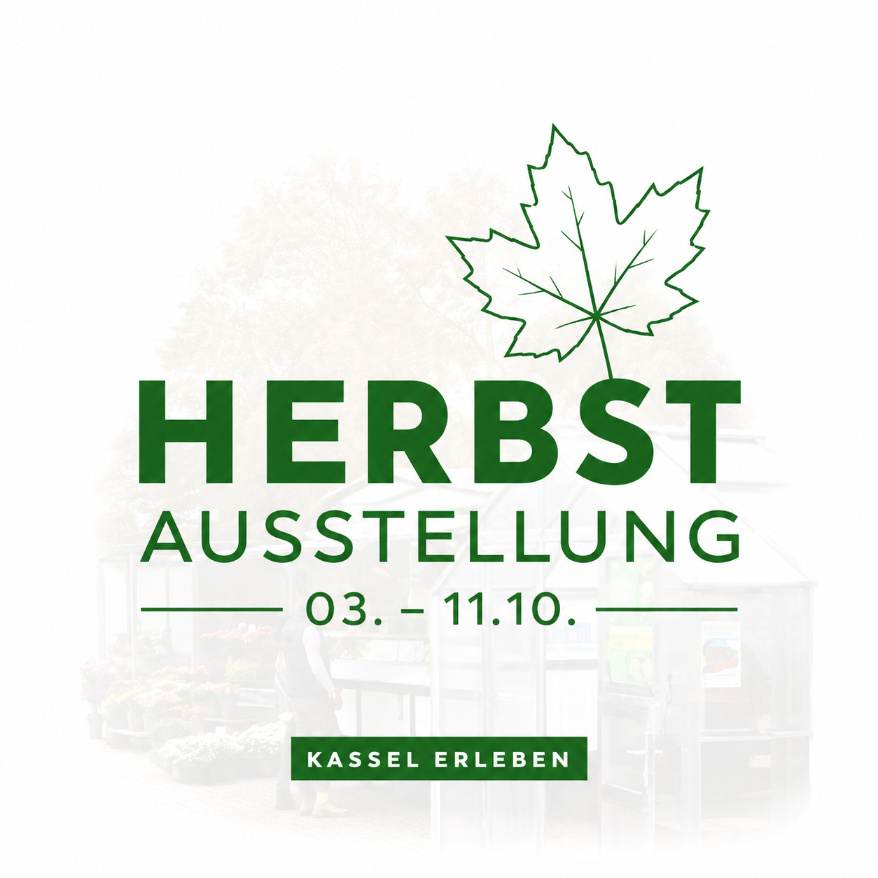 Messelogo der WAMA Herbstausstellung Kassel mit grünem Schriftzug und Gewächshausmotiv.