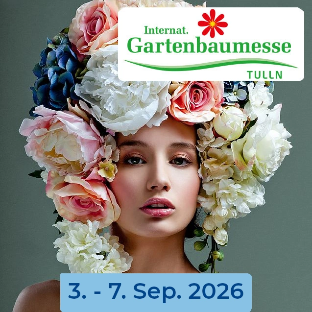 WAMA Gewächshäuser auf der Internationalen Gartenbaumesse Tulln 2026 mit Messestand, Ausstellungsstücken und persönlicher Fachberatung vom 03. bis 07. September 2026.