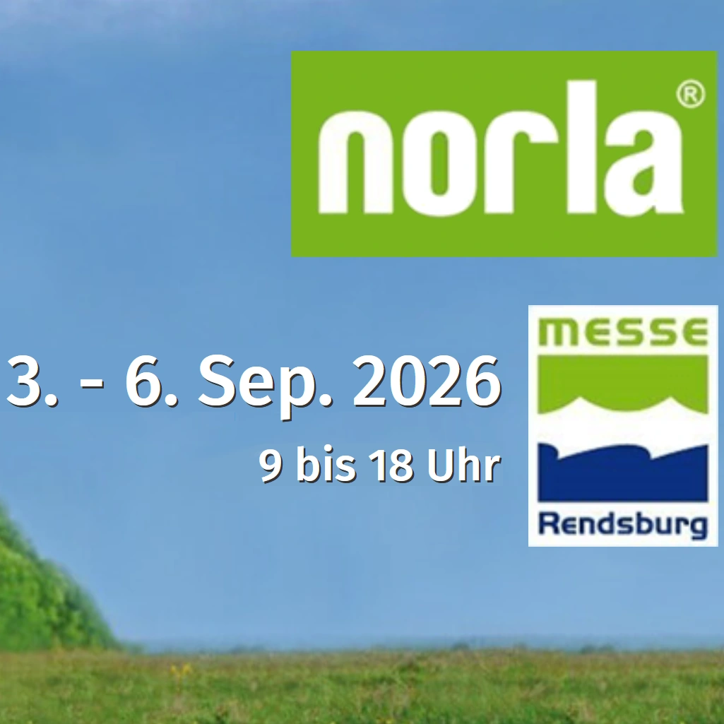 WAMA Gewächshäuser auf der NORLA Messe 2026 in Rendsburg mit Messestand, Ausstellungsstücken und persönlicher Fachberatung vom 03. bis 06. September 2026.