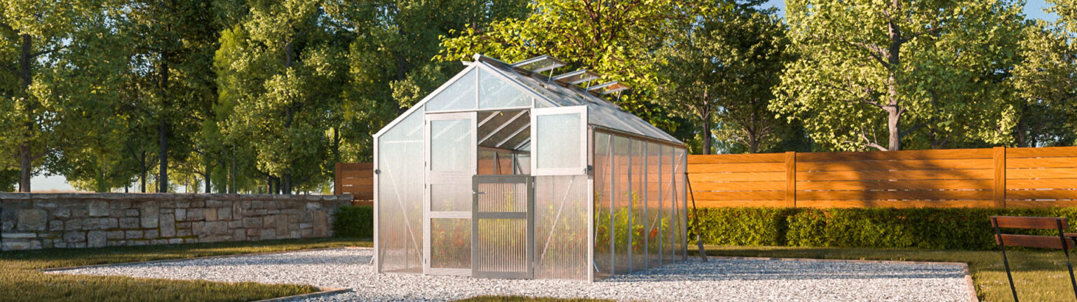 Klassisches freistehendes WAMA Gewächshaus im Garten