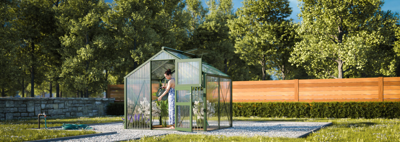 WAMA Gewächshaus Tropic 1.02 Klassisch in Moosgrün RAL6005