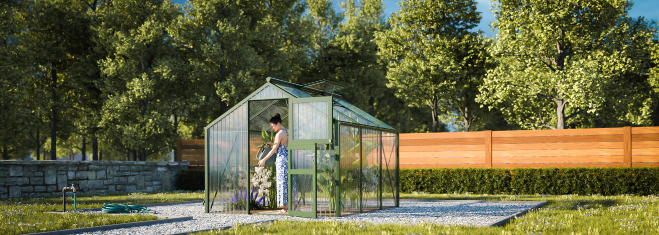 WAMA Gewächshaus Tropic 1.03 Klassisch in Moosgrün RAL6005