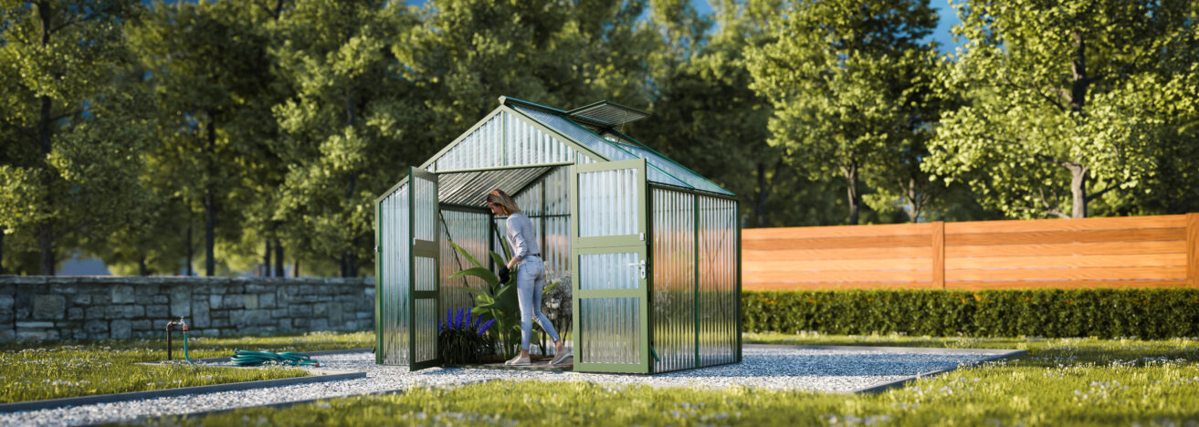 WAMA Gewächshaus Tropic 2.02 Klassisch in Moosgrün RAL6005