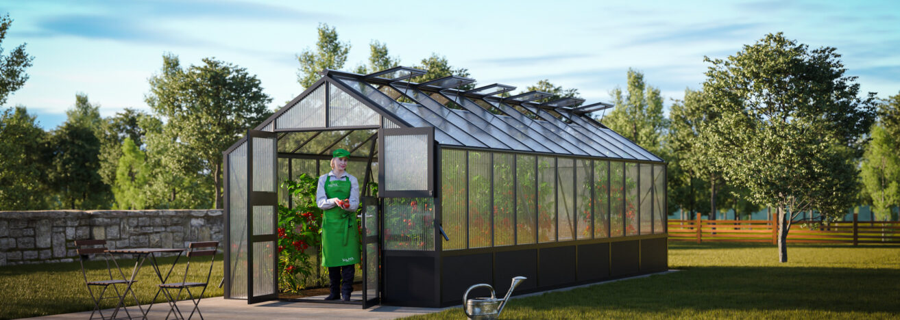 WAMA Gewächshaus Maxi 120  Hochbeet umlaufend in anthrazitgrau RAL7016
