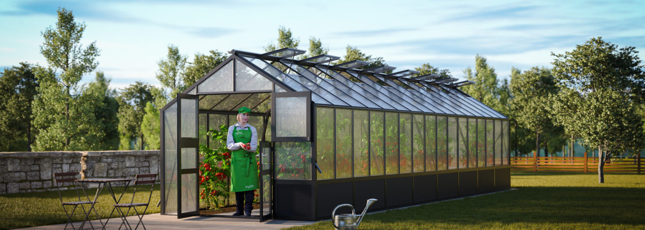 WAMA Gewächshaus Maxi 160  Hochbeet umlaufend in anthrazitgrau RAL7016