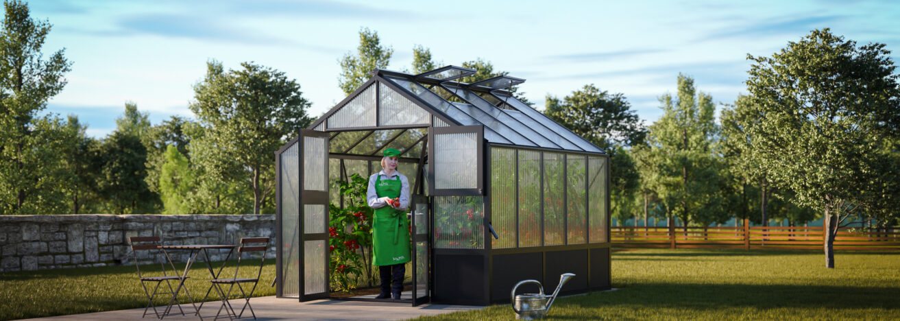 WAMA Gewächshaus Maxi 50  Hochbeet umlaufend in anthrazitgrau RAL7016