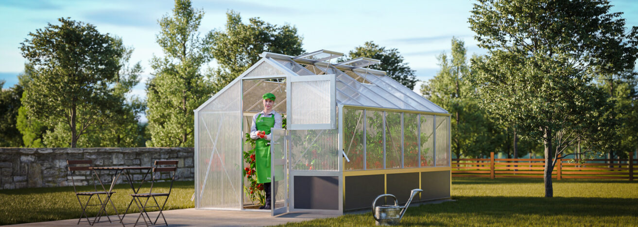 WAMA Gewächshaus Midi 60  Hochbeet umlaufend in Alu