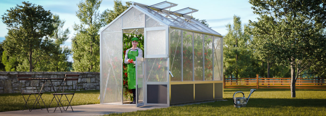 WAMA Gewächshaus Mini 50  Hochbeet umlaufend in Alu