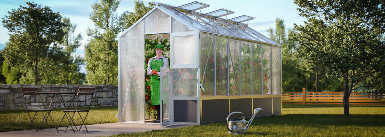 WAMA Gewächshaus Mini 70  Hochbeet umlaufend in Alu