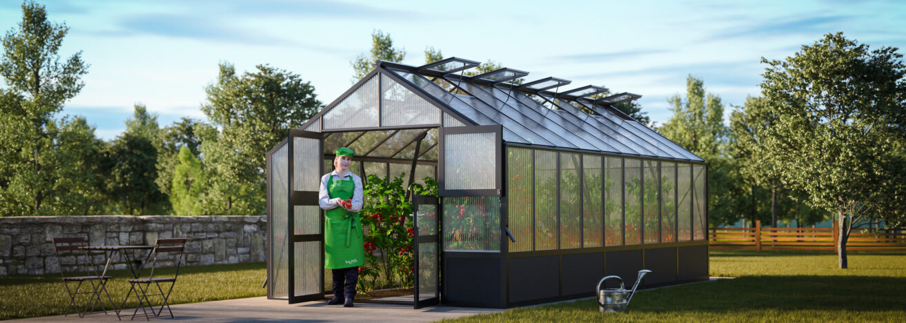 WAMA Gewächshaus Profi 100  Hochbeet umlaufend in anthrazitgrau RAL7016