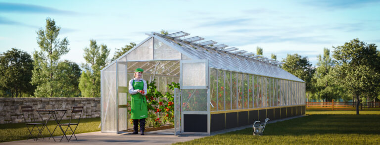 WAMA Gewächshaus Profi 240 Hochbeet umlaufend in Alu