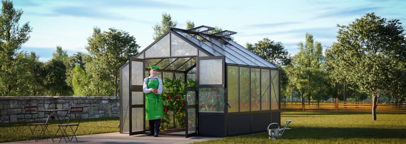 WAMA Gewächshaus Profi 50  Hochbeet umlaufend in anthrazitgrau RAL7016