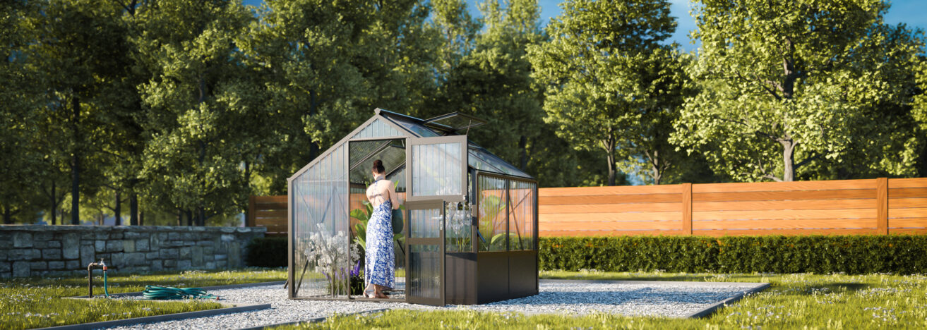 WAMA Gewächshaus Tropic 1.02  Hochbeet umlaufend in anthrazitgrau RAL7016
