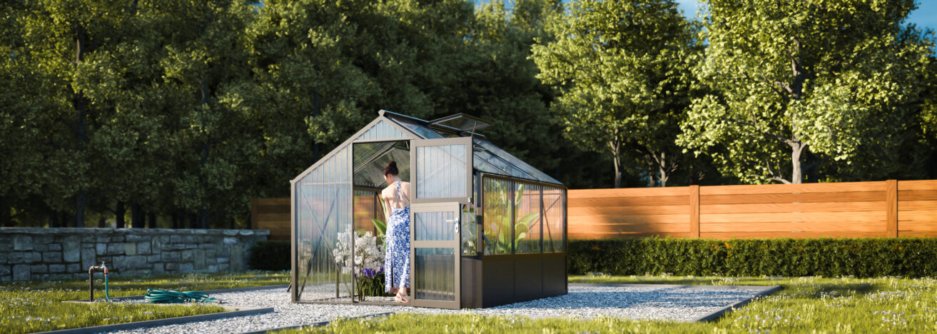 WAMA Gewächshaus Tropic 1.03  Hochbeet umlaufend in anthrazitgrau RAL7016