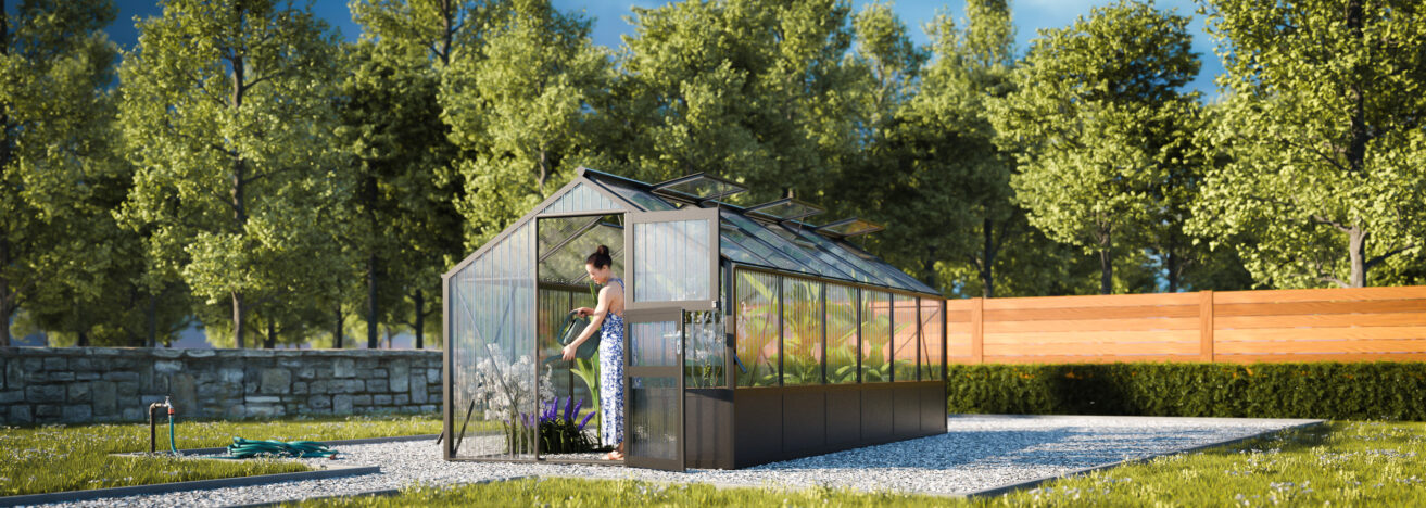 WAMA Gewächshaus Tropic 1.06  Hochbeet umlaufend in anthrazitgrau RAL7016