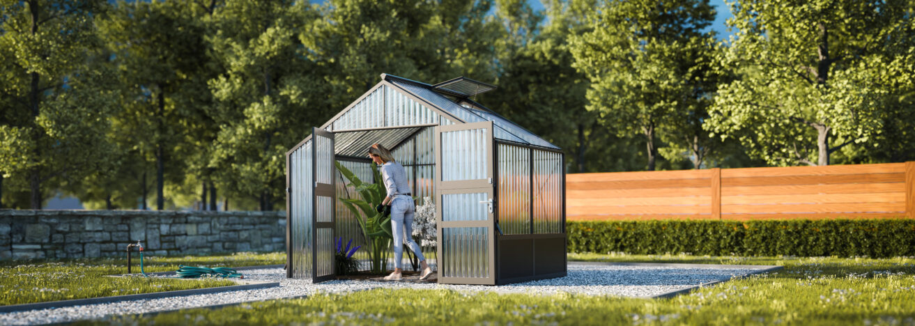 WAMA Gewächshaus Tropic 2.02  Hochbeet umlaufend in anthrazitgrau RAL7016