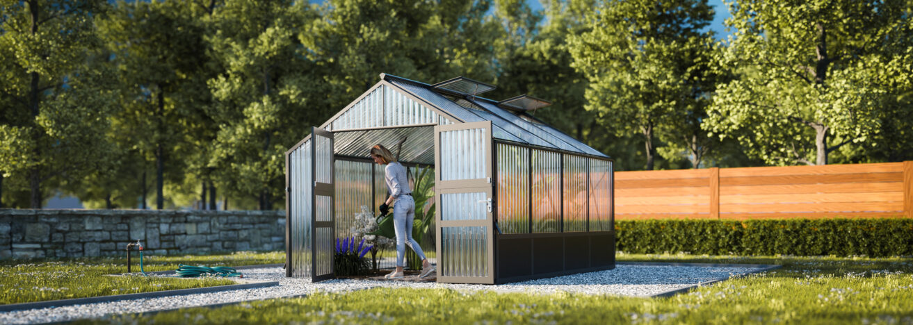 WAMA Gewächshaus Tropic 2.04  Hochbeet umlaufend in anthrazitgrau RAL7016