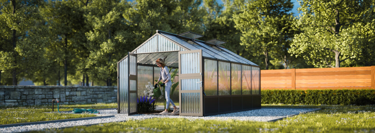 WAMA Gewächshaus Tropic 2.05  Hochbeet umlaufend in anthrazitgrau RAL7016