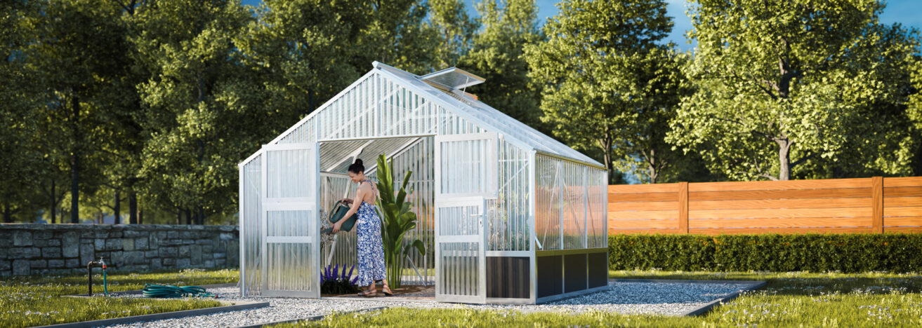 WAMA Gewächshaus Tropic 3.03  Hochbeet umlaufend in Alu
