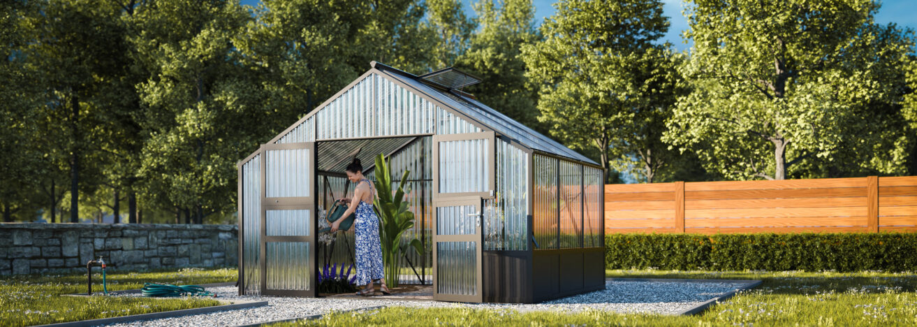 WAMA Gewächshaus Tropic 3.03  Hochbeet umlaufend in anthrazitgrau RAL7016