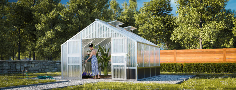 WAMA Gewächshaus Tropic 3.04 Hochbeet umlaufend in Alu