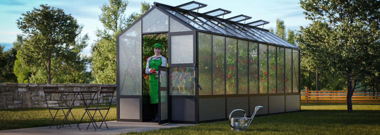 WAMA Gewächshaus Mini 100  Hochbeet umlaufend in anthrazitgrau RAL7016