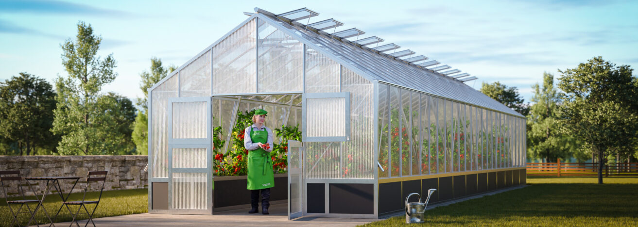 WAMA Gewächshaus Profi XL 240  Hochbeet umlaufend in Alu