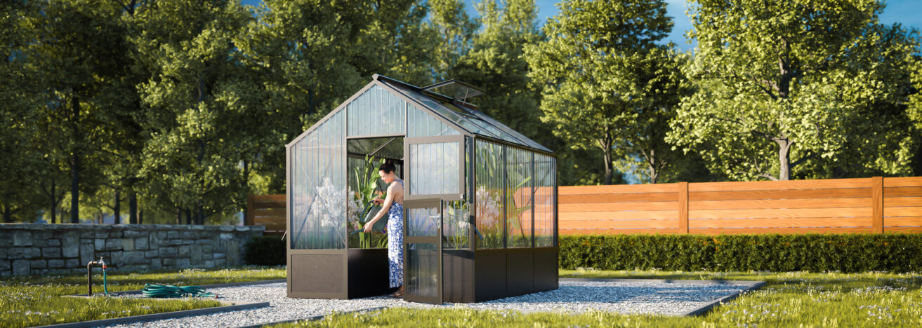 WAMA Gewächshaus Tropic 1.03  Hochbeet umlaufend in anthrazitgrau RAL7016