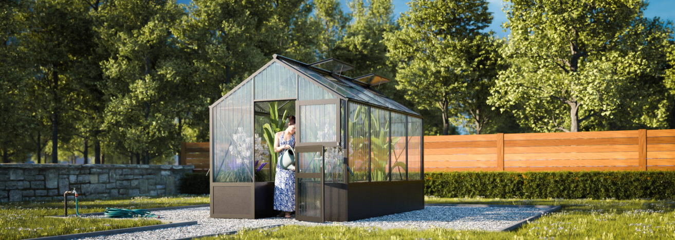 WAMA Gewächshaus Tropic 1.04  Hochbeet umlaufend in anthrazitgrau RAL7016