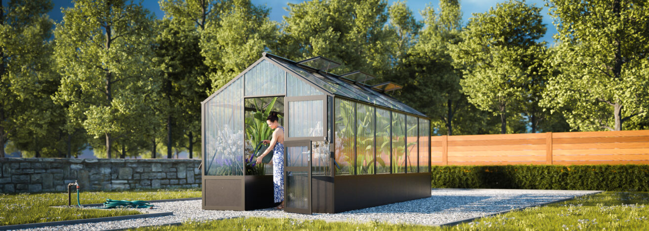 WAMA Gewächshaus Tropic 1.06  Hochbeet umlaufend in anthrazitgrau RAL7016