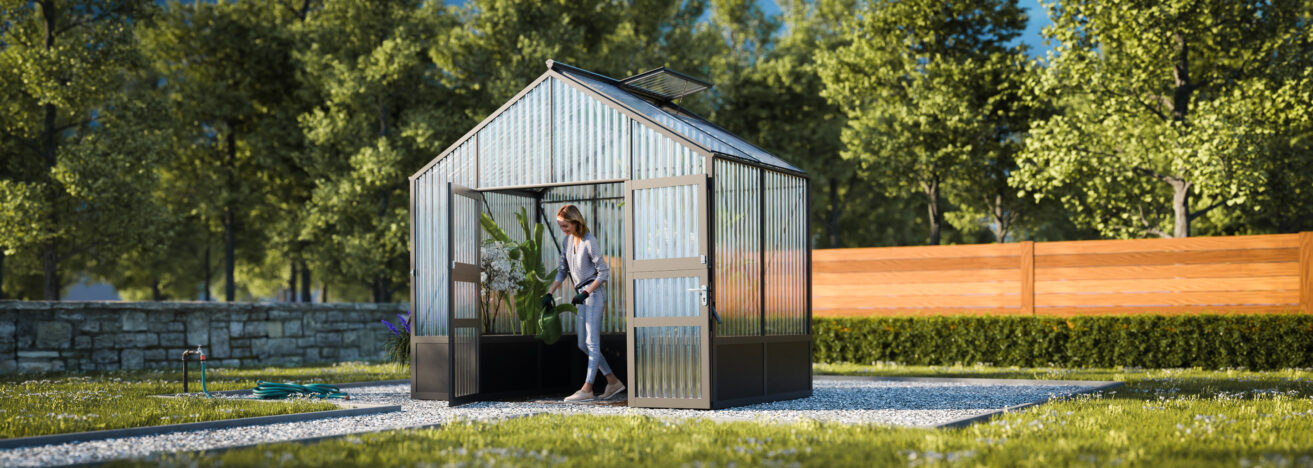 WAMA Gewächshaus Tropic 2.02  Hochbeet umlaufend in anthrazitgrau RAL7016