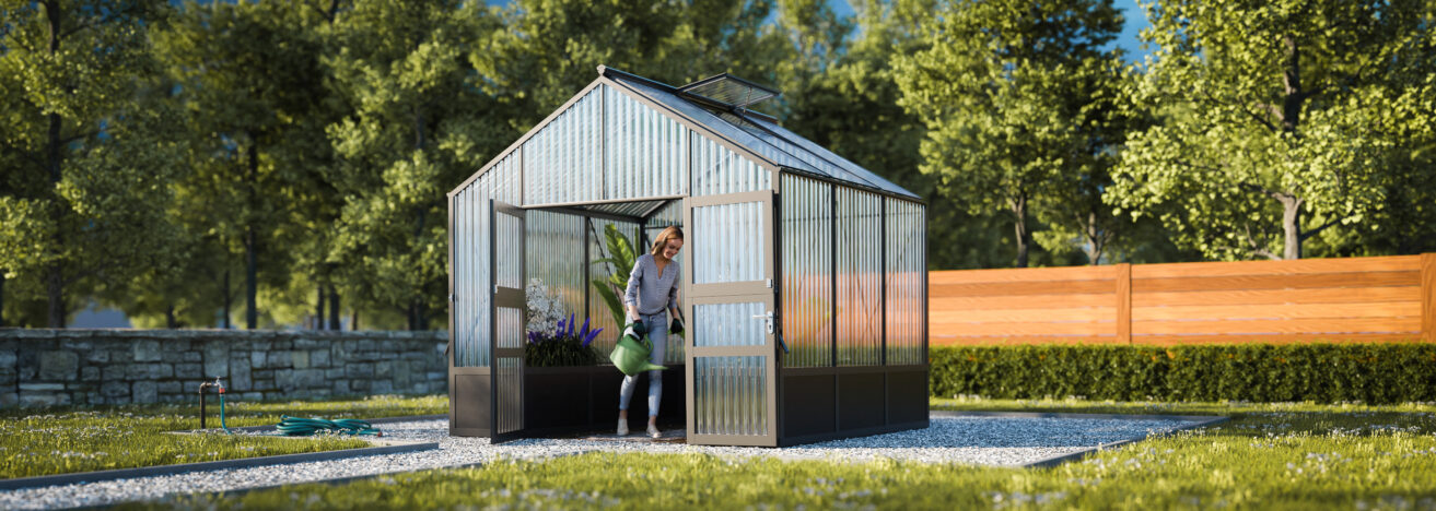 WAMA Gewächshaus Tropic 2.03  Hochbeet umlaufend in anthrazitgrau RAL7016