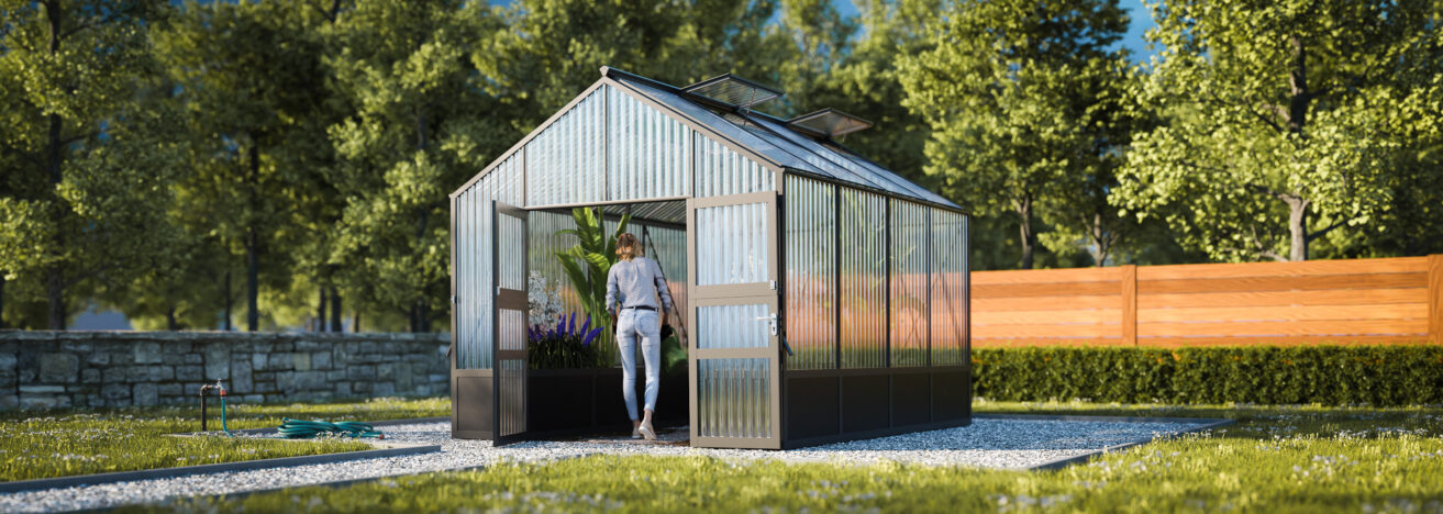 WAMA Gewächshaus Tropic 2.04  Hochbeet umlaufend in anthrazitgrau RAL7016