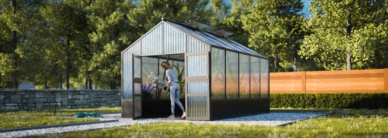 WAMA Gewächshaus Tropic 2.05  Hochbeet umlaufend in anthrazitgrau RAL7016
