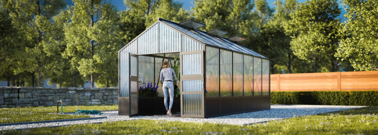 WAMA Gewächshaus Tropic 2.06  Hochbeet umlaufend in anthrazitgrau RAL7016