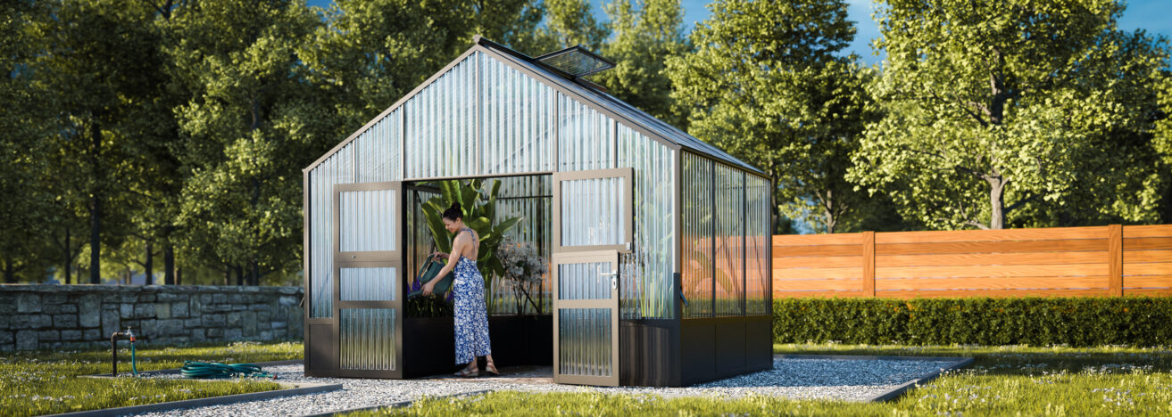 WAMA Gewächshaus Tropic 3.03  Hochbeet umlaufend in anthrazitgrau RAL7016