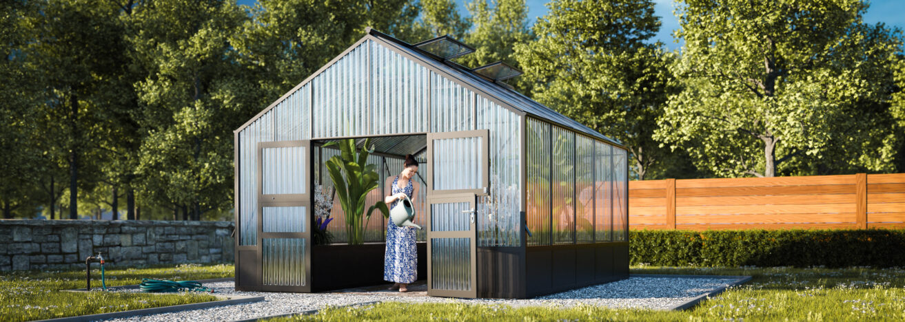 WAMA Gewächshaus Tropic 3.05  Hochbeet umlaufend in anthrazitgrau RAL7016