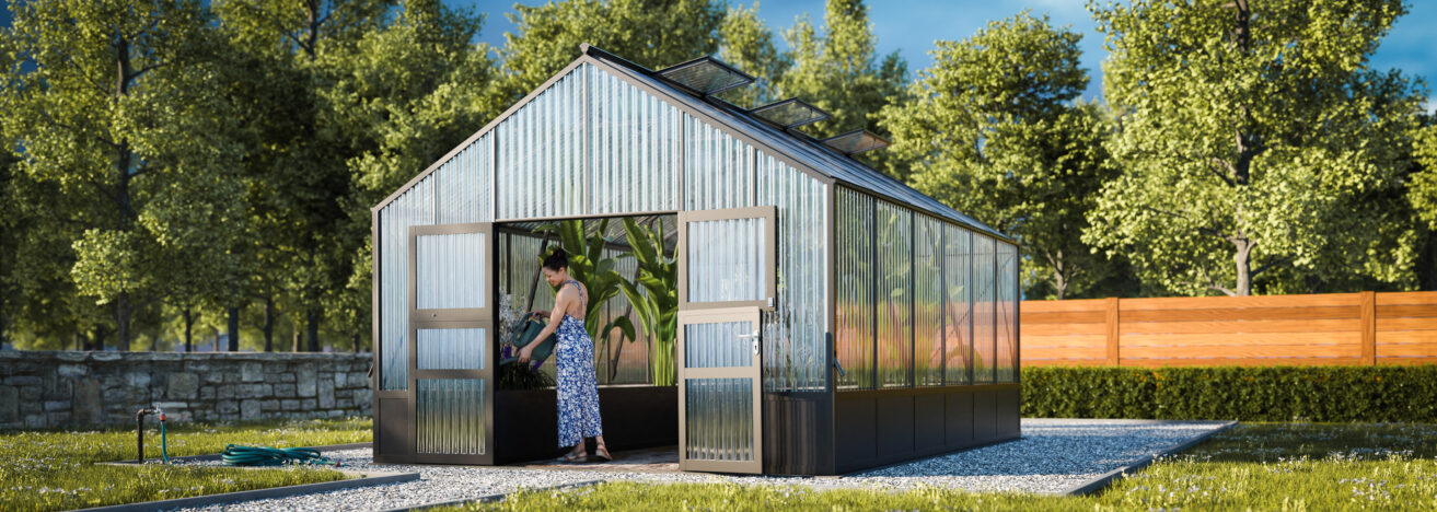WAMA Gewächshaus Tropic 3.06  Hochbeet umlaufend in anthrazitgrau RAL7016