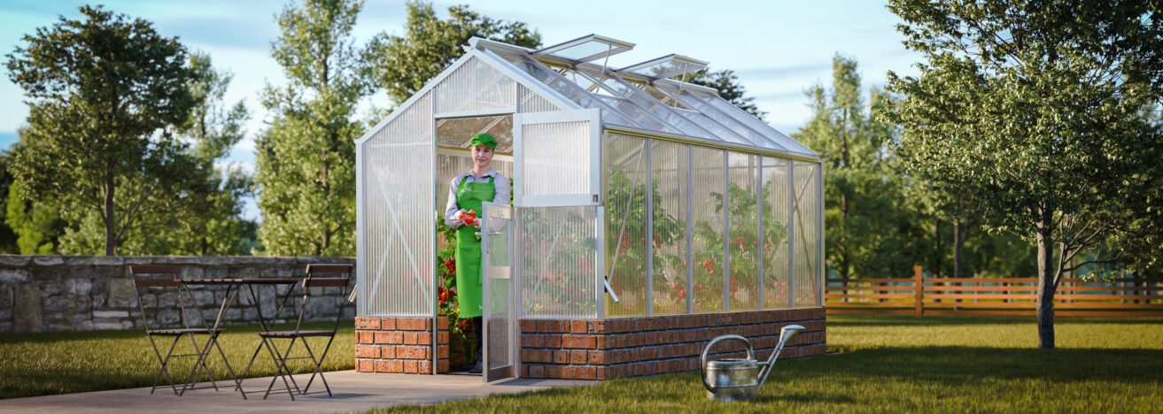 WAMA Gewächshaus Mini 60 Mauer in Alu
