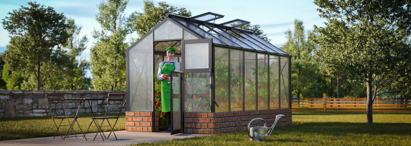 WAMA Gewächshaus Mini 60 Mauer in anthrazitgrau RAL7016
