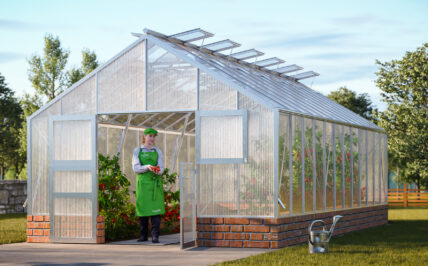 WAMA Gewächshaus Profi XL 120 Mauer in Alu